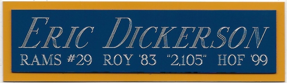 ERIC DICKERSON RAMS NAMEPLATE AUTOGRAPHED Signed Football-HELMET-JERSEY-PHOTO