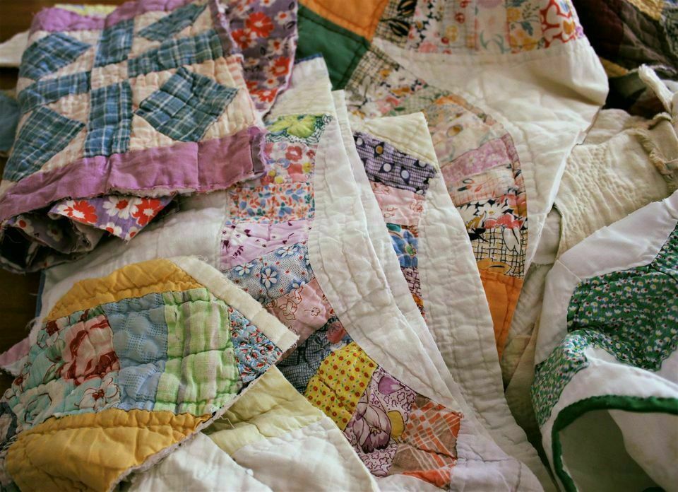 Vintage Handmade Patchwork Cutter Quilt Remnants Grab Bag One Half Pound