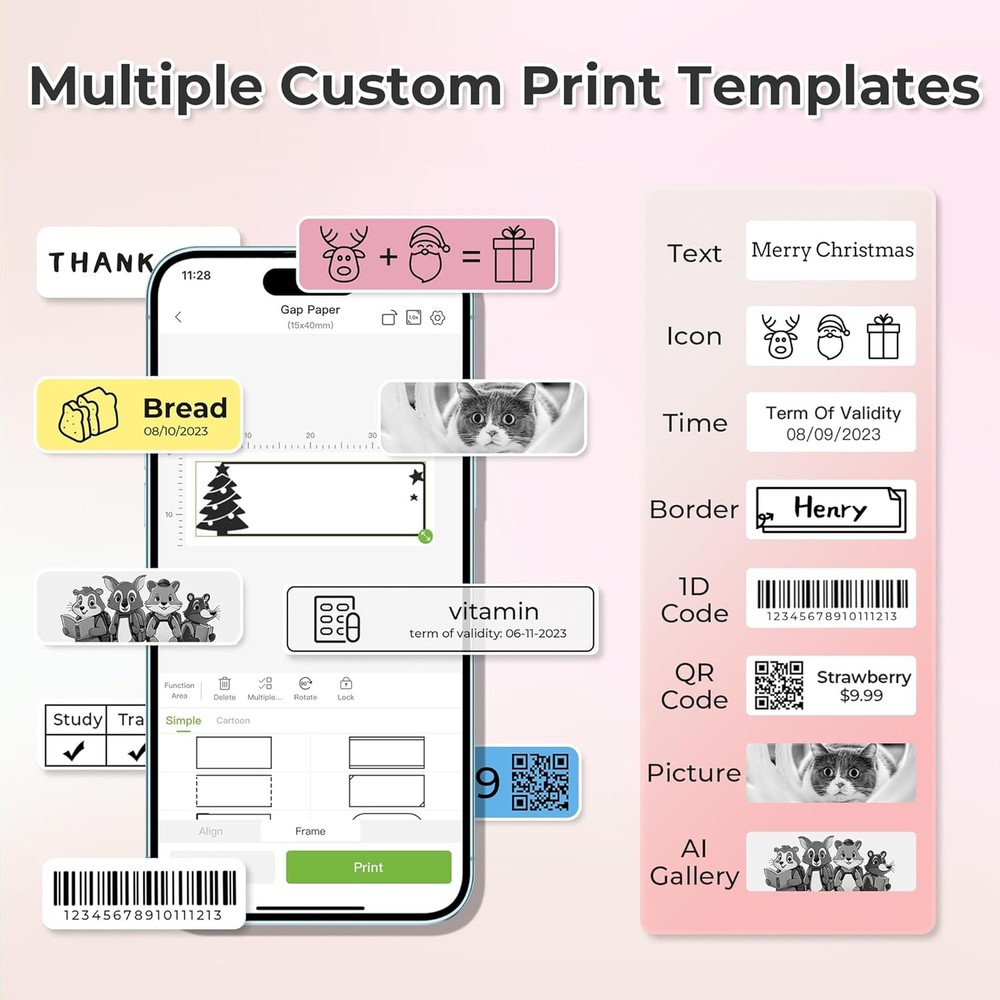 Label Maker Machine w/ Tape,P21 Bluetooth Label Printer,Wireless Mini Label Make