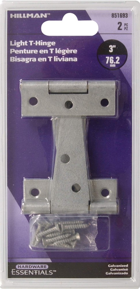 Hardware Essentials Light T-Hinge Galvanized (3") 2 Pack