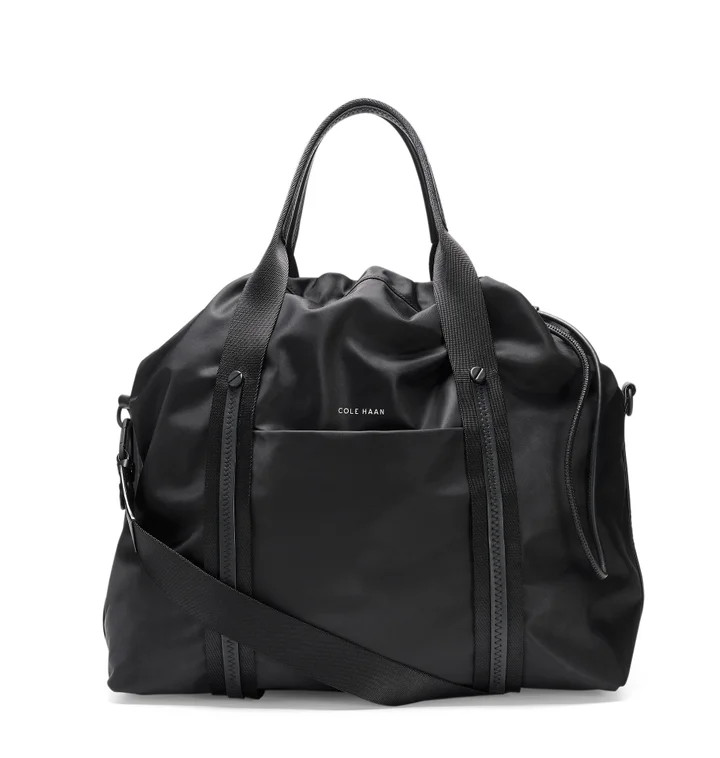 Cole Haan Black Shoulder Bag Adjustable Strap Drawstring With Inner Pockets 073