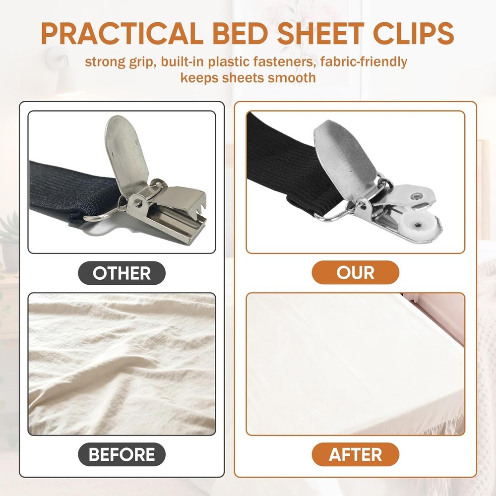 Bed Sheet Holder Straps | 2Pcs Adjustable Elastic Fitted Sheet Grippers