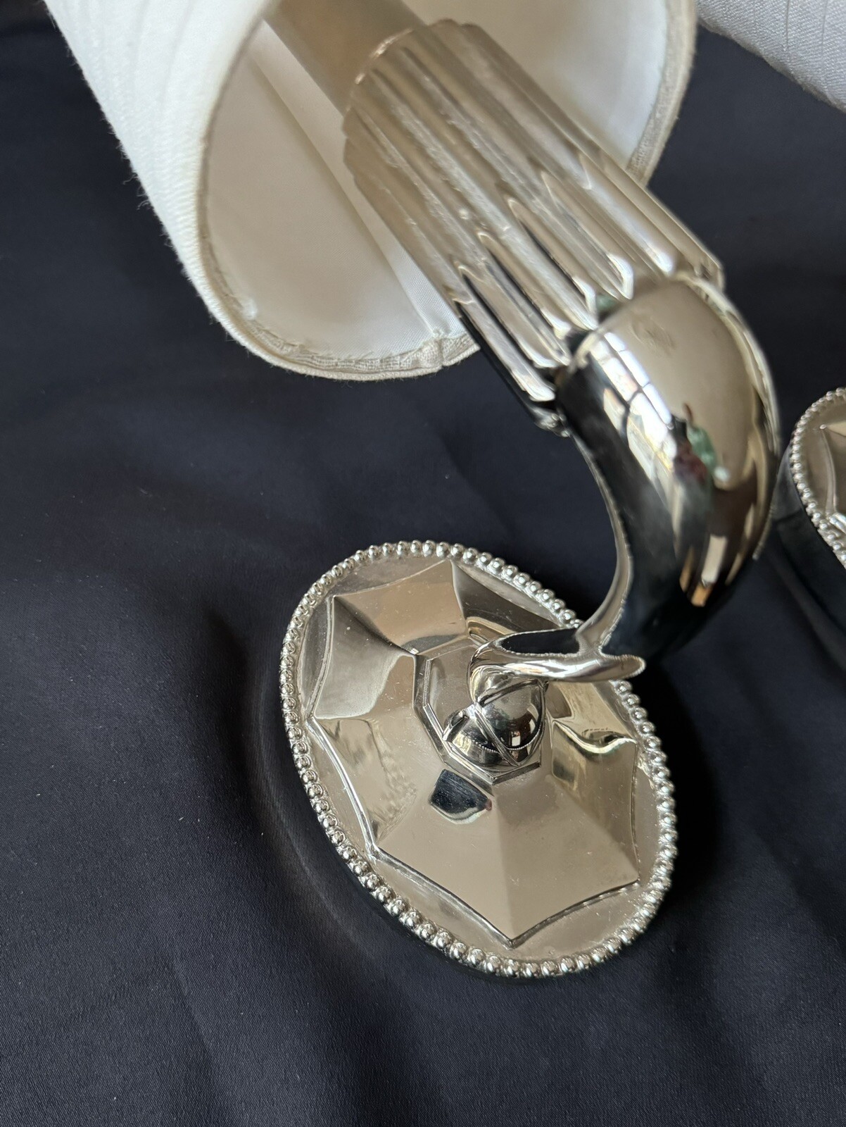 Pair Urban Archaeology Paris Chrome Wall Sconce Sconces White Pleated Shade