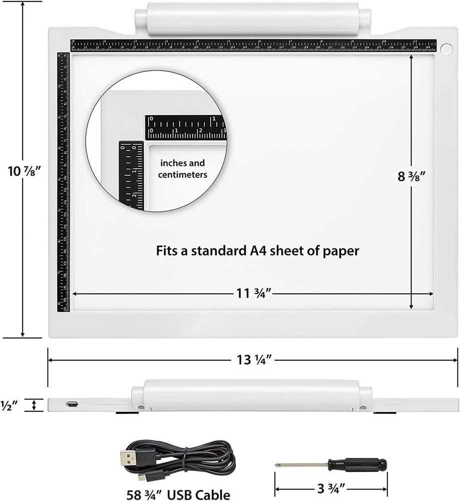 Bright Crafting Light Pad A4 - Battery & Cable Powered LED Light Box - Batteries