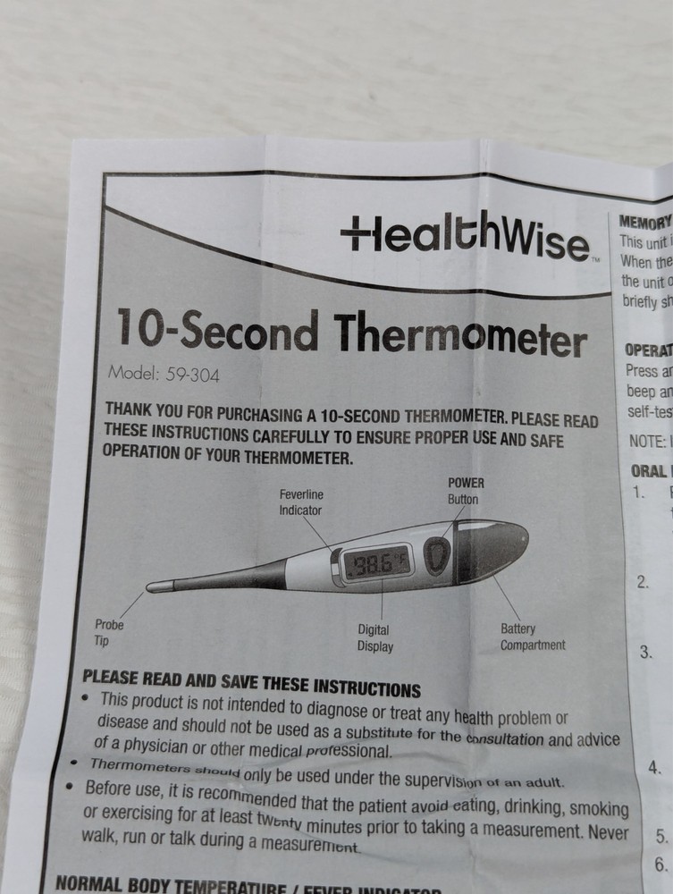 HealthWise - 10-Second Digital Thermometer - Line Indicator Storage Case + Cover