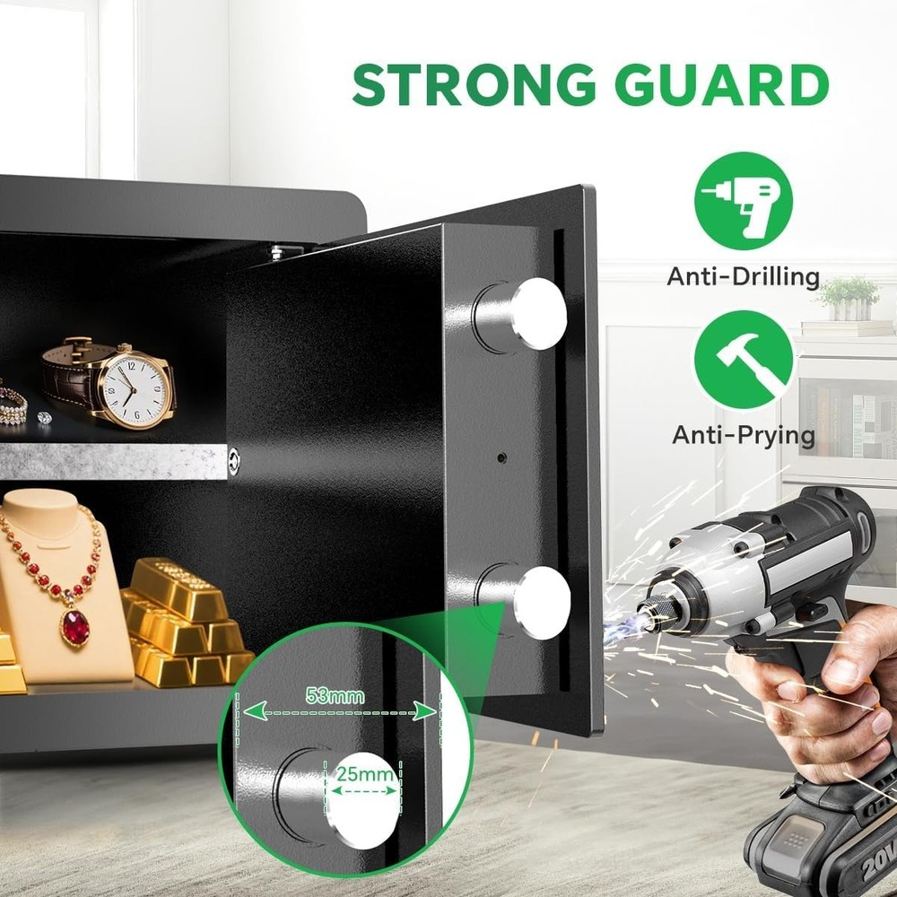 Electronic Safe with Digital Keypad & Alarm - Fireproof & Waterproof