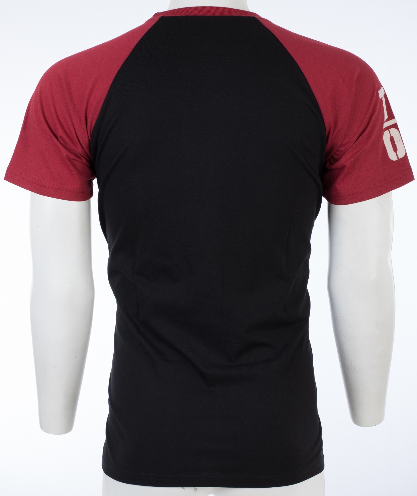 $79 TRUE RELIGION Black Red PART BUDDHA Short Sleeve Designer Raglan T-shirt NWT