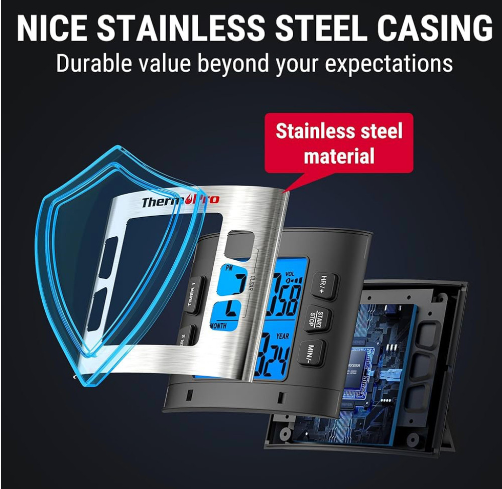 ThermoPro TM02 Digital LCD Kitchen Timer Dual Countdown Cooking Timer Loud Alarm