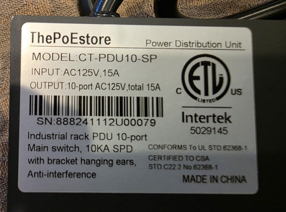 10 NEMA Outlet Surge Protector PDU, Power Strip for Network Server Rack - READ