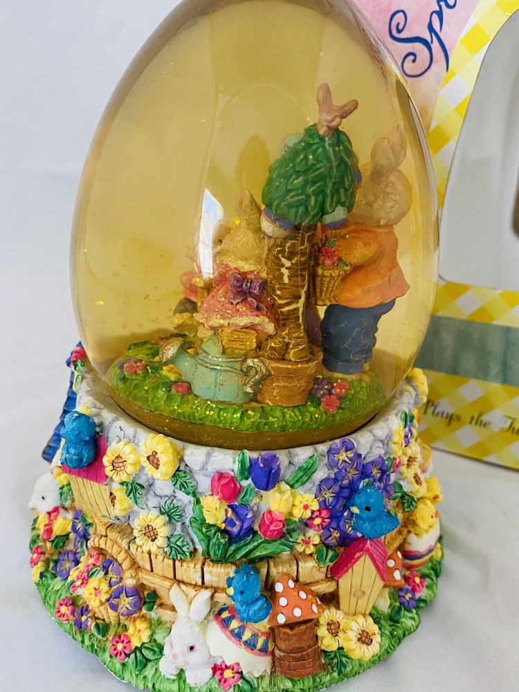 Easter Spring Water Globe Musical " Easter Parade" Egg Shaped In Original Box