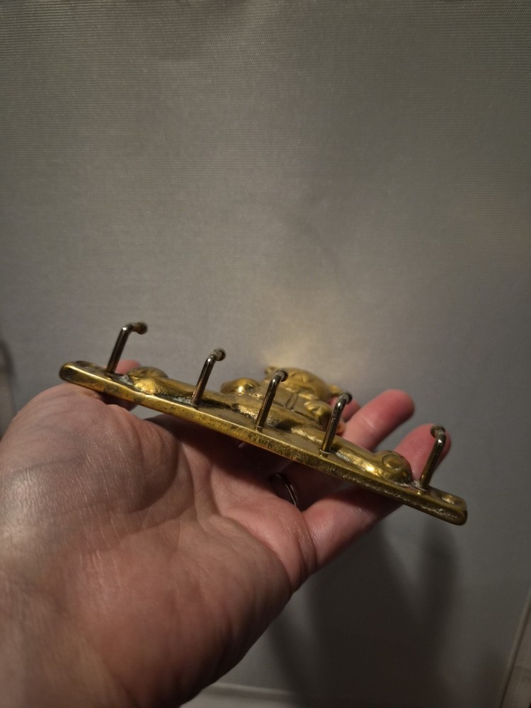 Vintage Brass Bear Key Holder Rack
