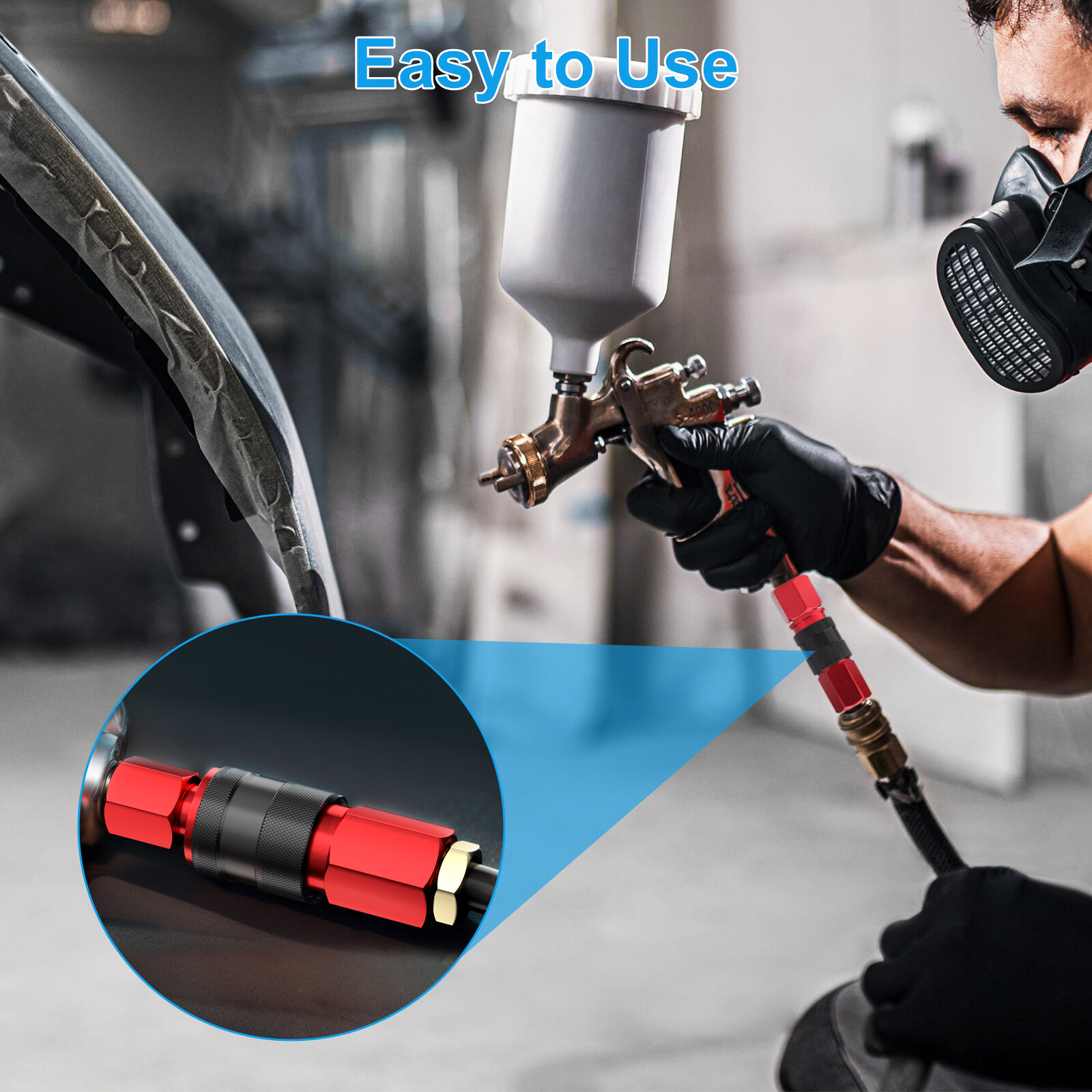 14pcs Air Hose Fittings, 1/4" NPT Quick Connect Air Coupler and Plug Kit Red