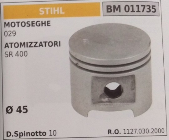 11270302000 Complete Piston Segments And Atomizer Stihl SR400 Ø45