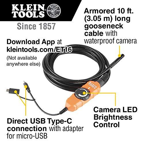 Klein Tools ET16 Borescope Digital Camera with LED Lights, for Android Devices