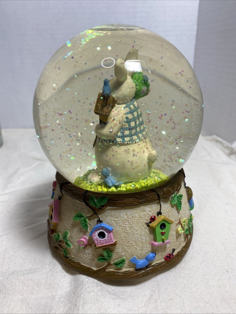 Easter Bunny Wind Up Musical Snow Globe - Plays "Easter Parade"