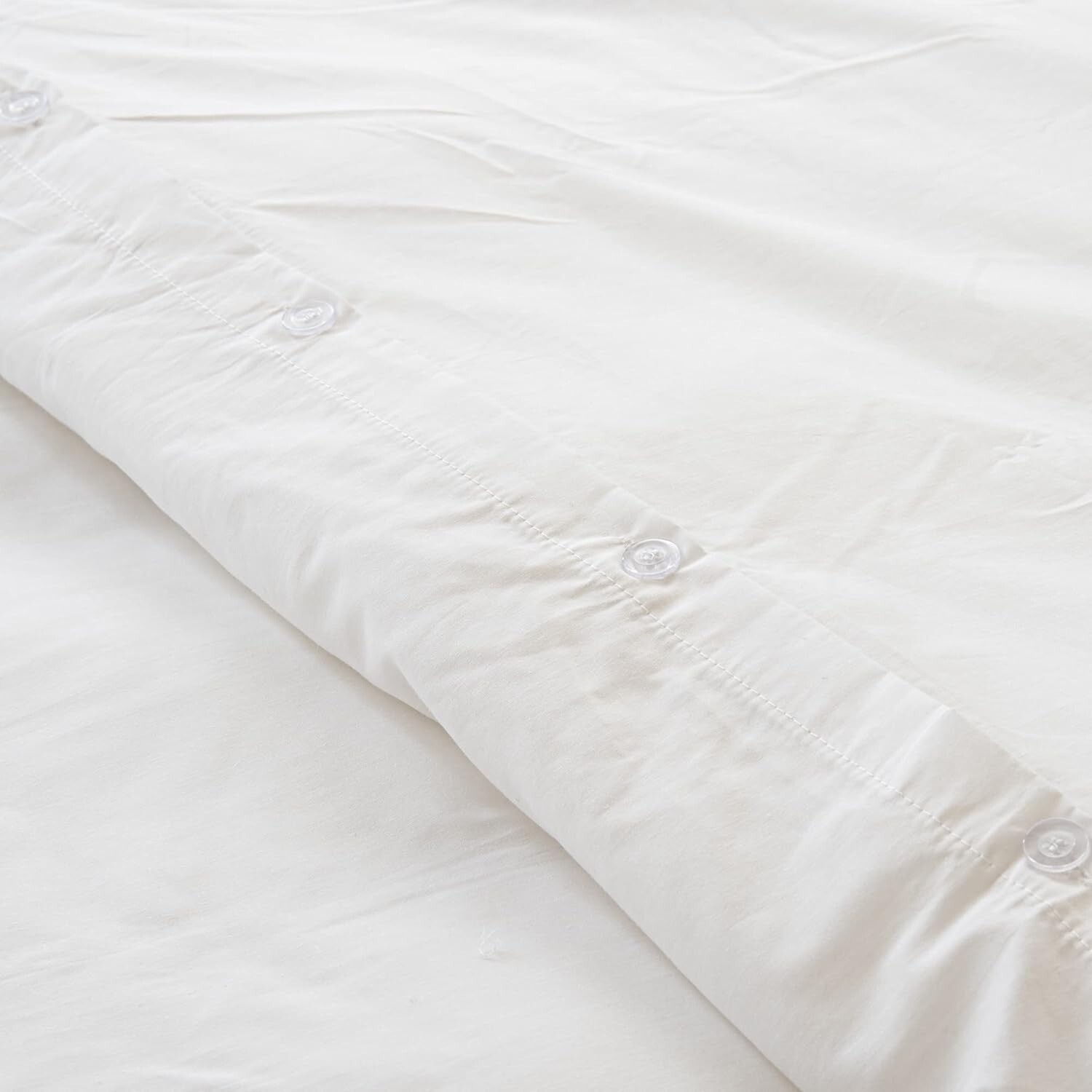 Superity Linen 100% Cotton Button Closure Duvet Cover White