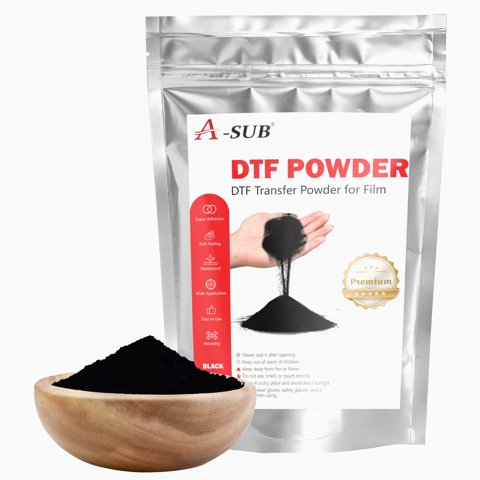 A-SUB Black DTF Powder for Sublimation Adhesive Powder Hot Melt for DTF Transfer