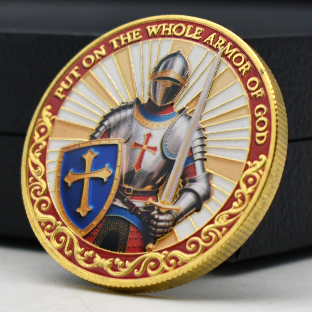 Christian Knight Armor of God Challenge Coin Religious Collectibles Medal Gift