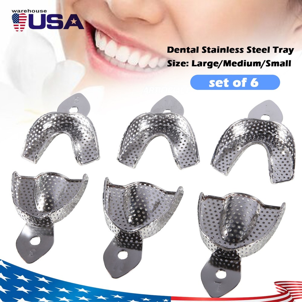 6 Dental Impression Trays set PERFO Denture Instruments Y