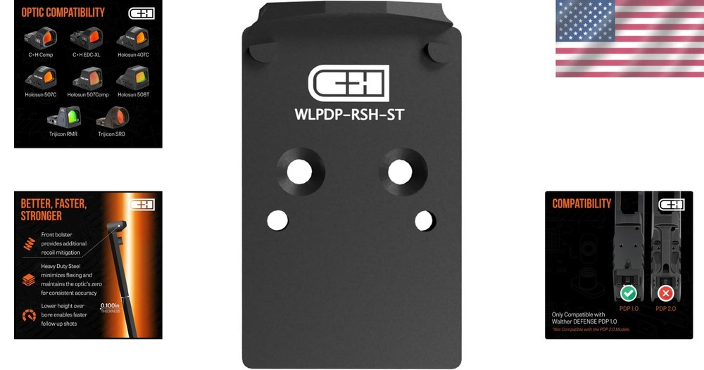 Precision Red Dot Mounting Plate for Walther PDP 1.0 | Trijicon & Holosun Com...