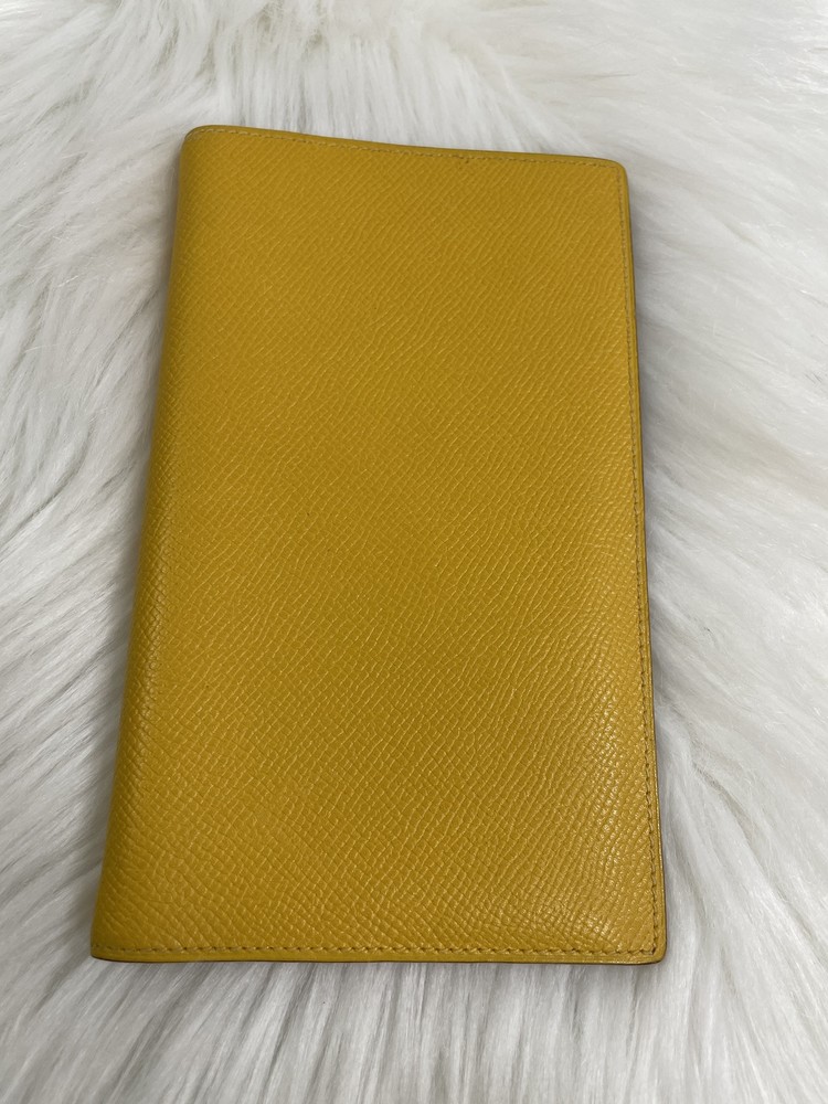 Hermes Notebook Cover Yellow  Leather With Blue Notebook Authen