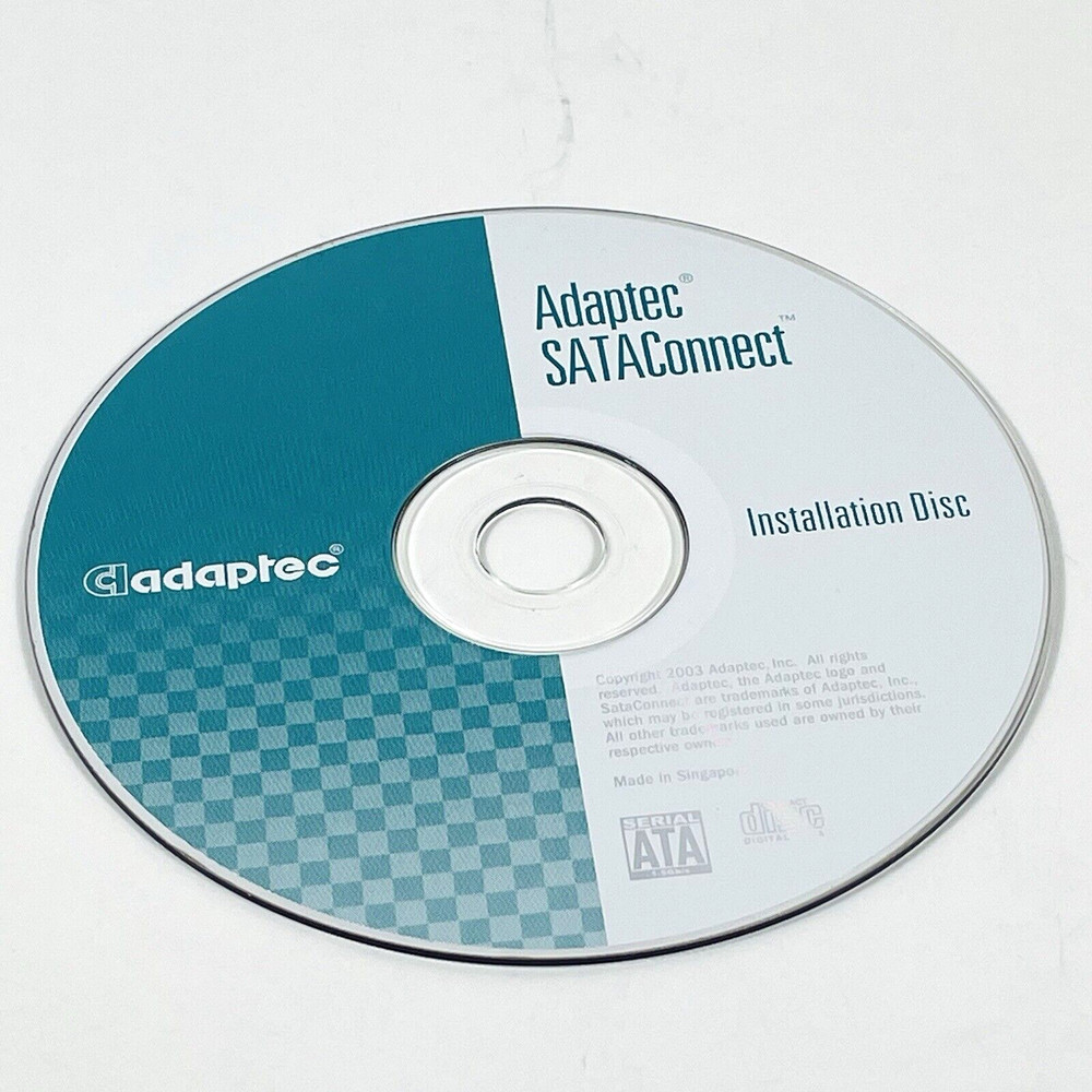 Adaptec SATA Connect Installation Disc CD-ROM Software from 2003