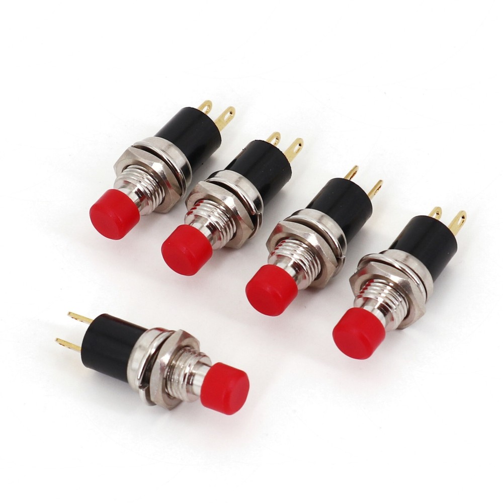 5Pcs Red PB05A 7mm 2Pin Latching ON-OFF Normally Open Mini Push Button Switch