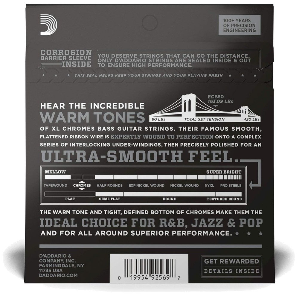 D'Addario XL Chromes Bass Strings - Super Light