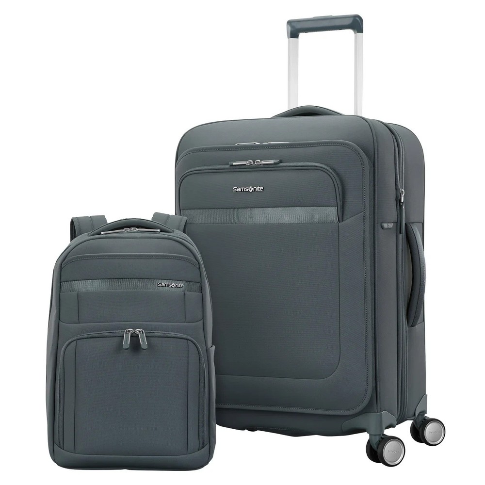 2-Piece Soft-side Expandable Spinner Luggage Set + Laptop Backpack Polyester