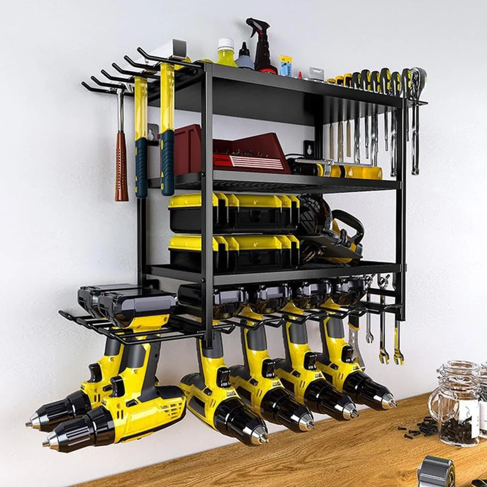 Heavy Duty Wall-Mounted Power Tool Storage Rack - 4 Layer Drill Holder
