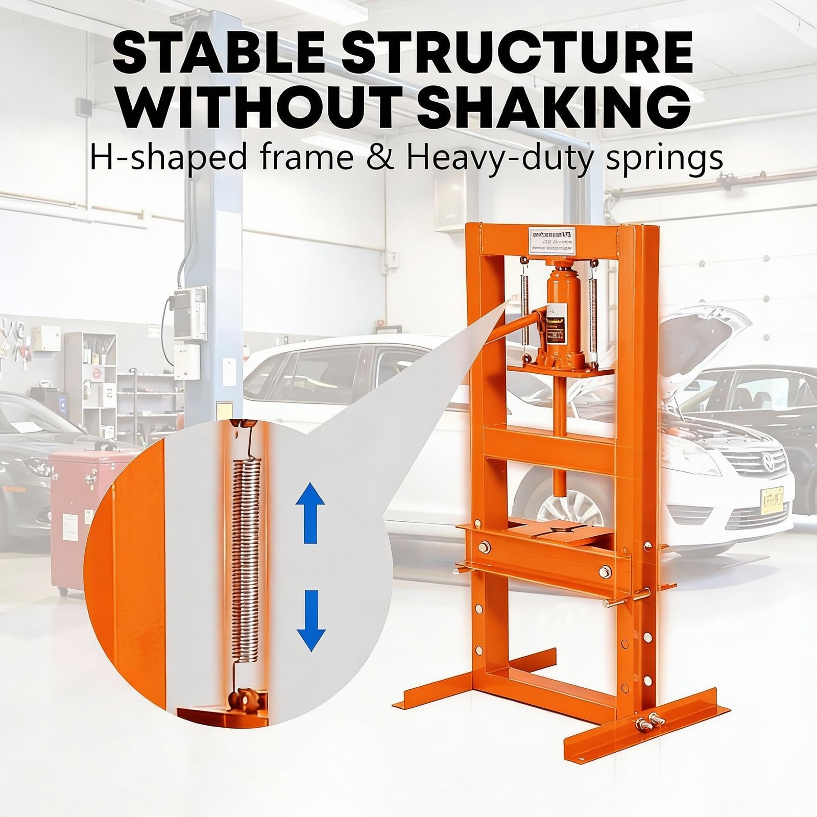 6/12/20 Ton Hydraulic Shop Press,H-Frame Press,Adjustable Height,Movable Plates