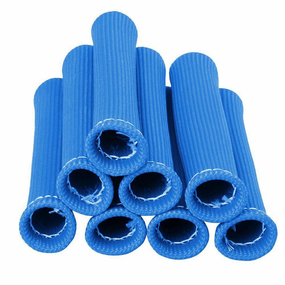 Universal Spark Plug Wire Boots Heat Shield Protector Header Cover Sleeve Blue