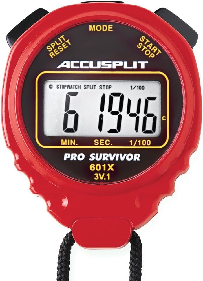 ACCUSPLIT Pro Survivor - A601X Stopwatch, Clock, Extra Large Display - Red