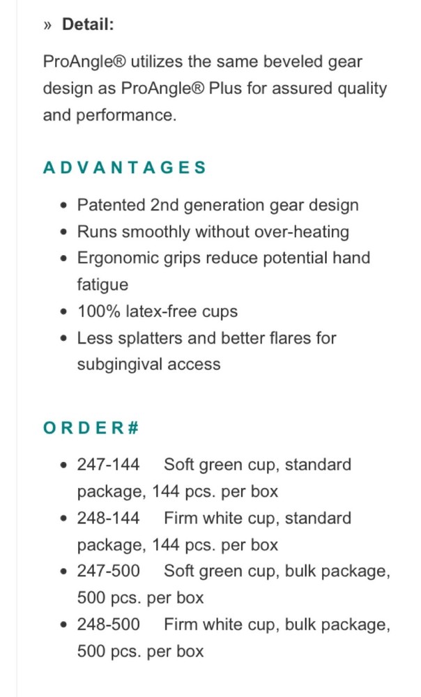 DISPOSABLE PROPHY ANGLES BX/500 PROANGLE SOFT CUP 247-500