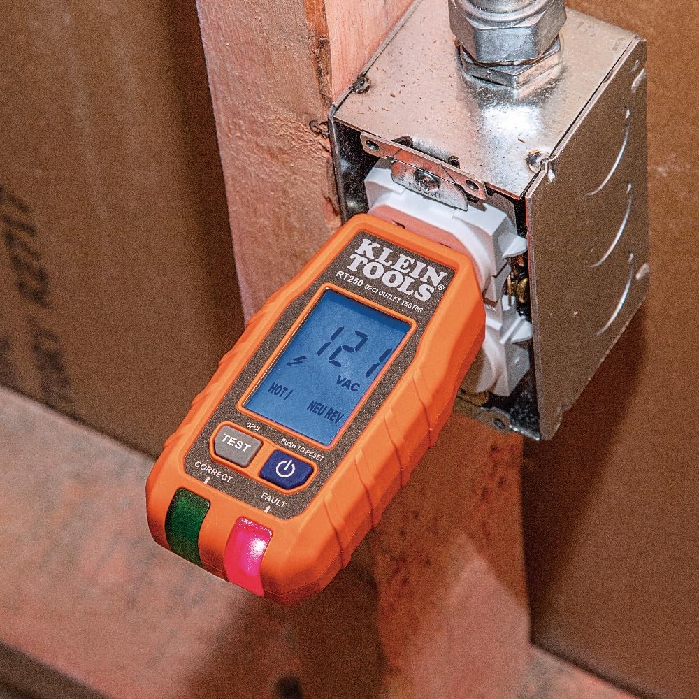 LCD GFCI Outlet Tester with Trip Time Display - Reliable Electrical Testing Tool
