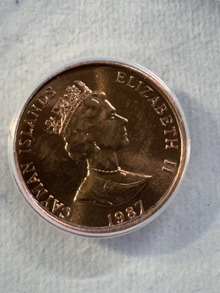 1987 Cayman Islands 1 Cent Graded MS 65 RD by ANACS