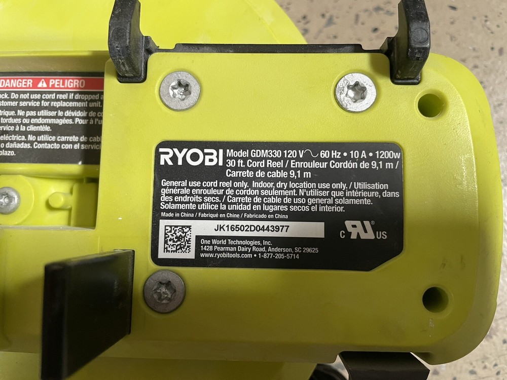 Ryobi 30’ Cord Reel GMD330