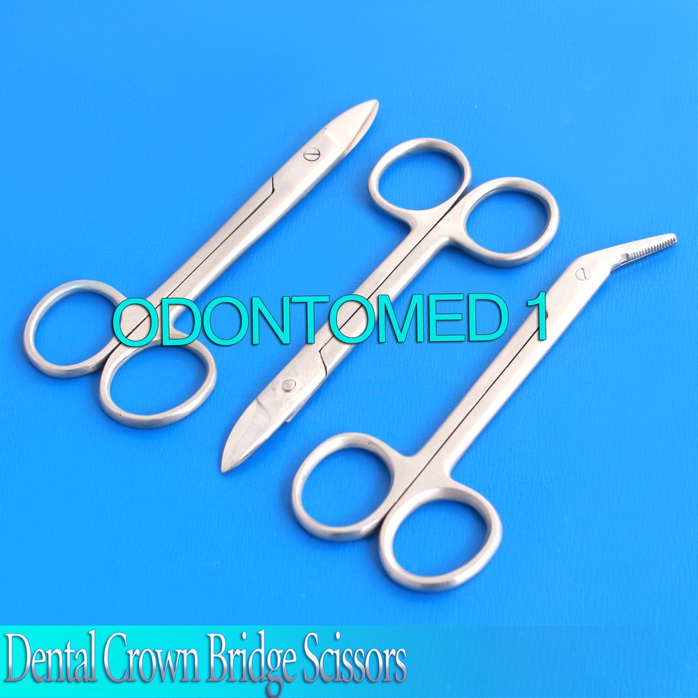 3 DENTAL Straight Curved Angular Crown Bridge Scissors Surgical Instruments