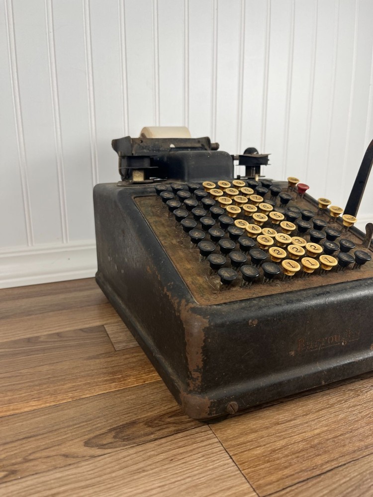 Burroughs 8 Column Adding Machine Antique Mechanical Calculator with Crank