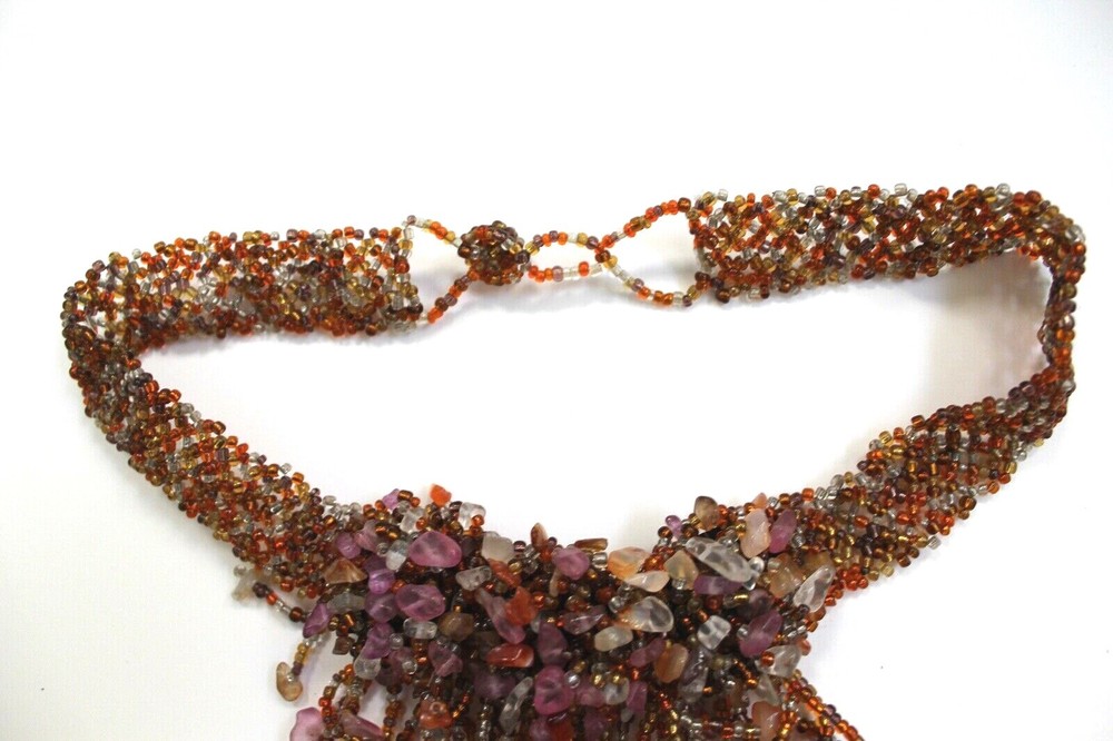 Handmade Beaded Boho Tassel Necklace Multicolor NEW