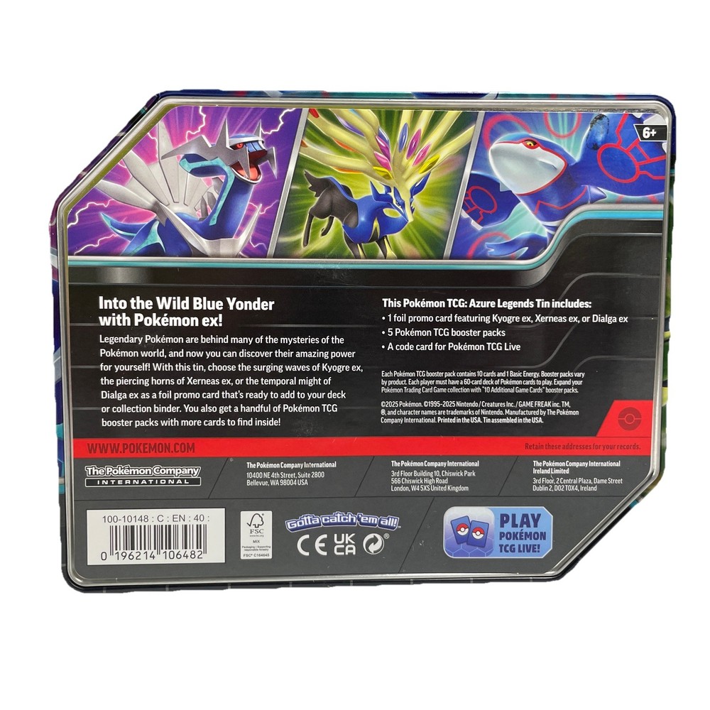 Kyogre Pokémon TCG Tin (empty)