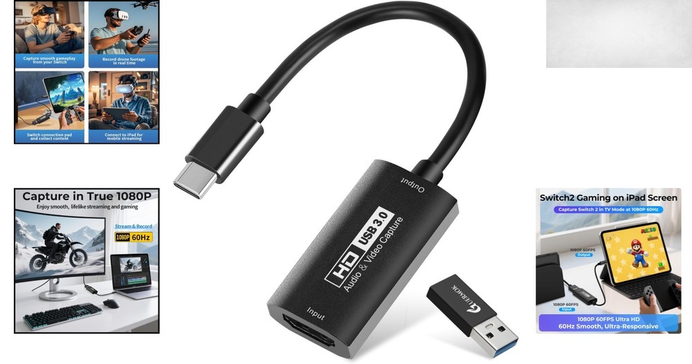 Portable HDMI Capture Card for Streaming: 1080P@60FP & Multi-Device Support