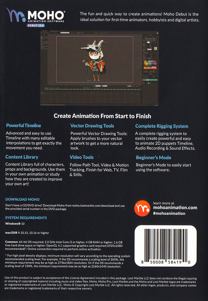 Moho Debut 13.5 - Cartoon and Animation, PC & Mac - New Retail Box