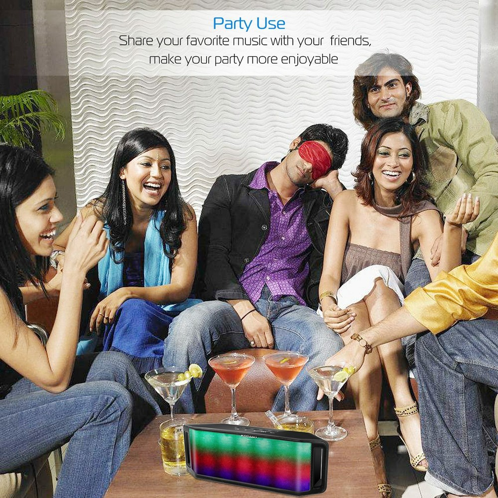 Portable LED Wireless Speaker Multicolor Dancing Light Speakerphone Mic Bass