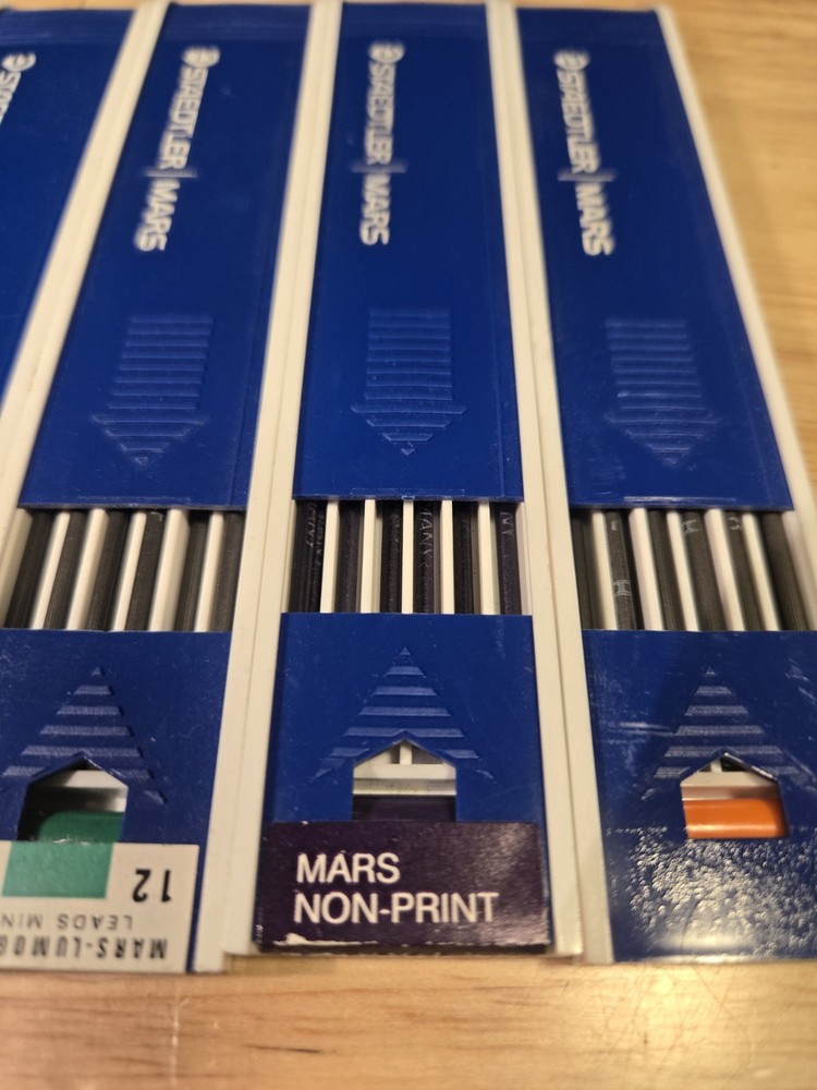 6x Staedtler Mars Lumograph Colored Drafting Leads