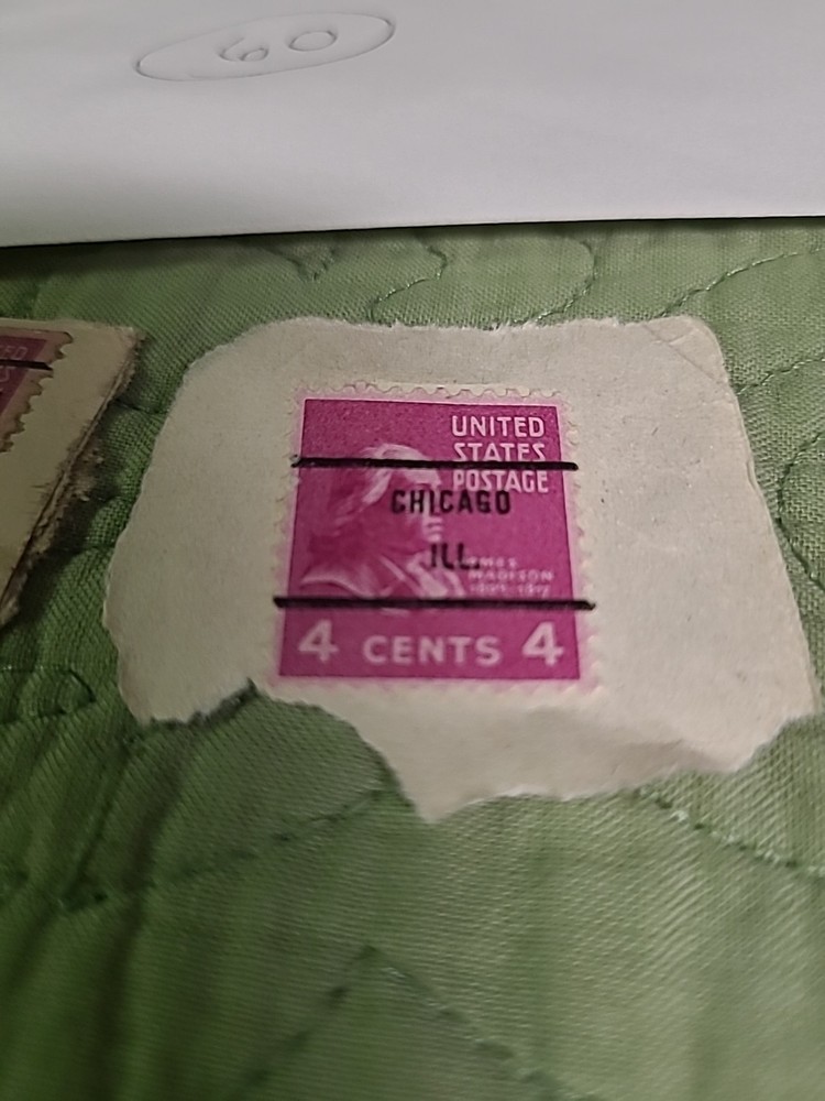 TWO JOHN ADAMS STAMPS (ENVELOPE 60)