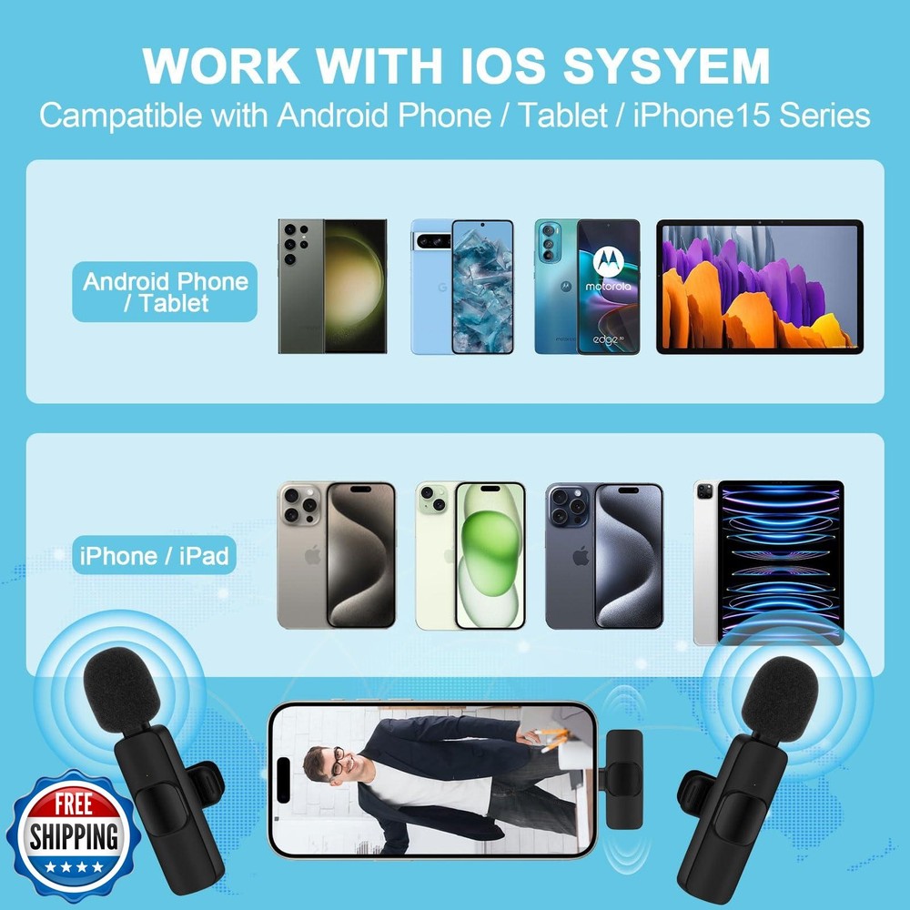 Wireless Microphone for iPhone 17 Pro Max/16/16e/16 Plus, Mini La