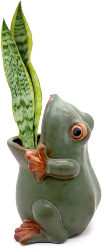 Whimsical Ceramic Frog Planter - 7" Multi-Functional Candy Dish & Pencil Holder