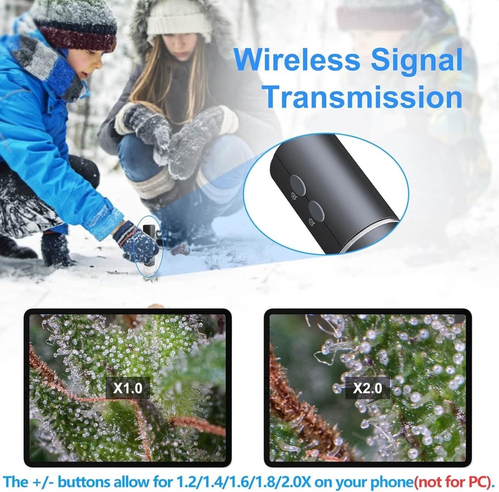 Ninyoon 4K WiFi Microscope for iPhone Android PC, 50-1000X USB Digital Grey