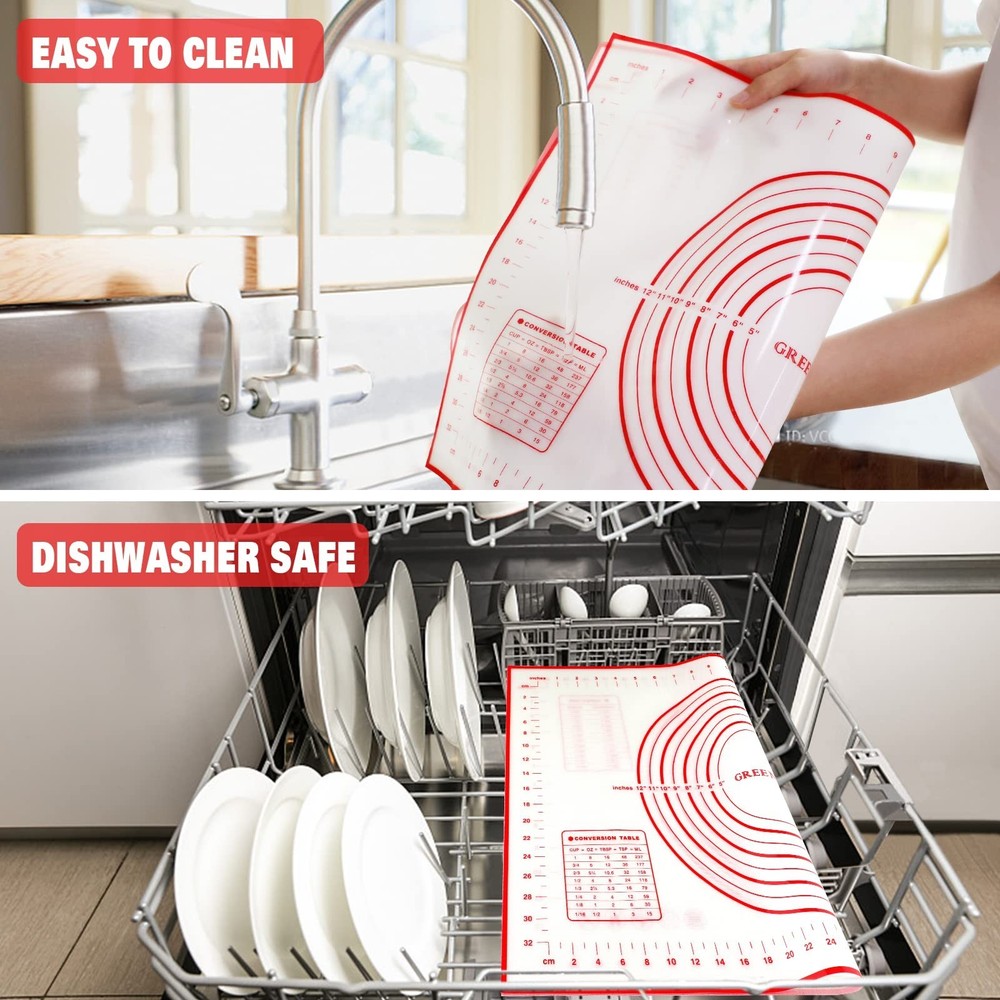 Extra Large Silicone Pastry Mat Extra Thick Non Stick Baking Mat with Measure...